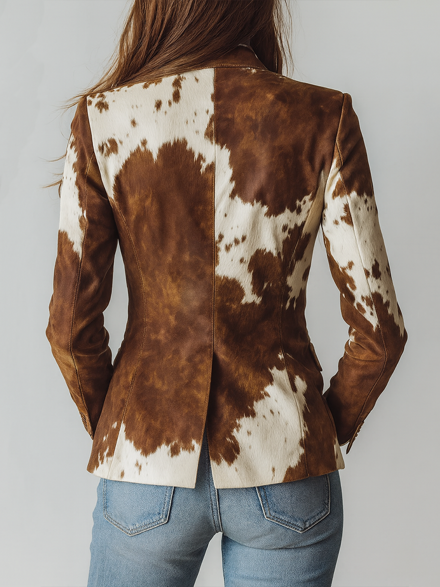 Winnie | Vintage Cow Print Blazer