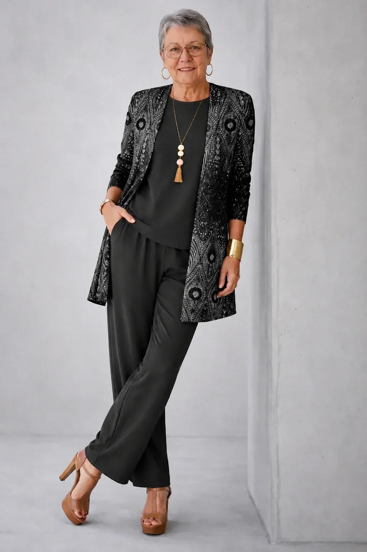 Vera | Black &amp; Silver Paisley 3-Piece Set