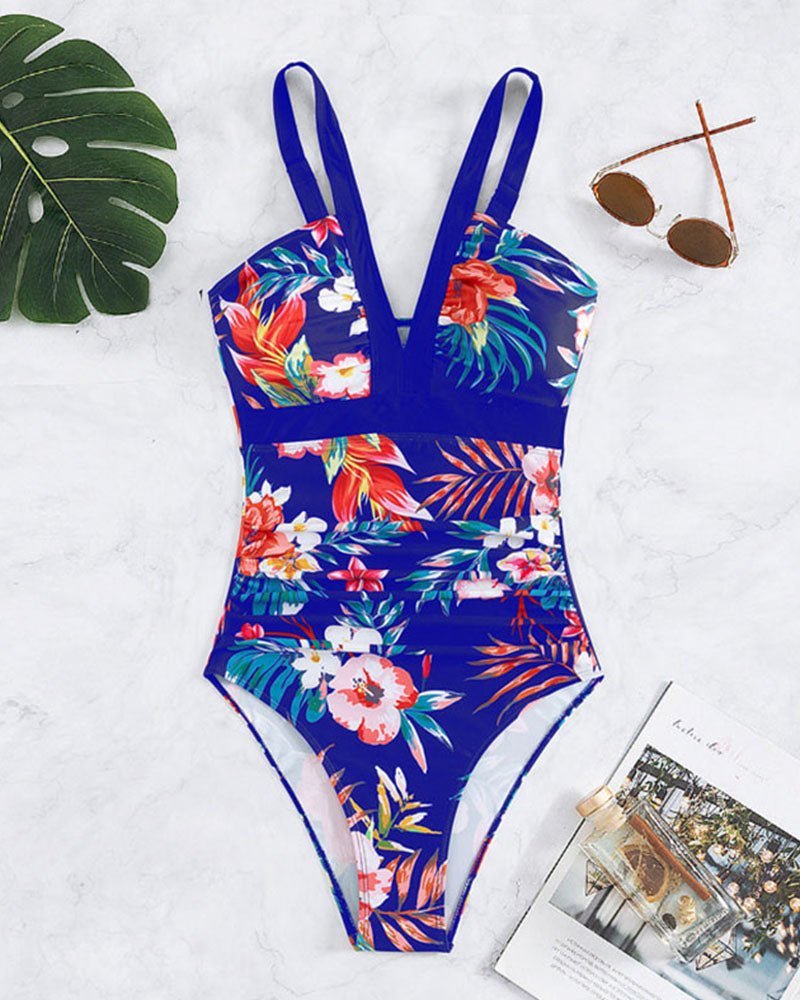 Nessa – Floral One-Piece Swimsuit V-Neck