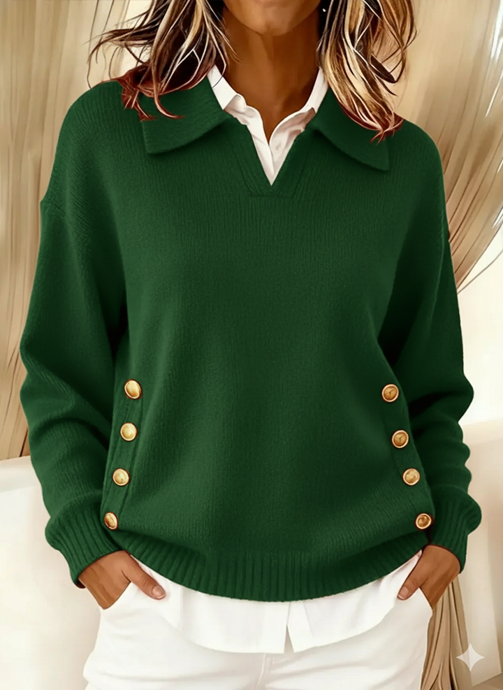 Erin | Polo Neck Sweater with Buttons