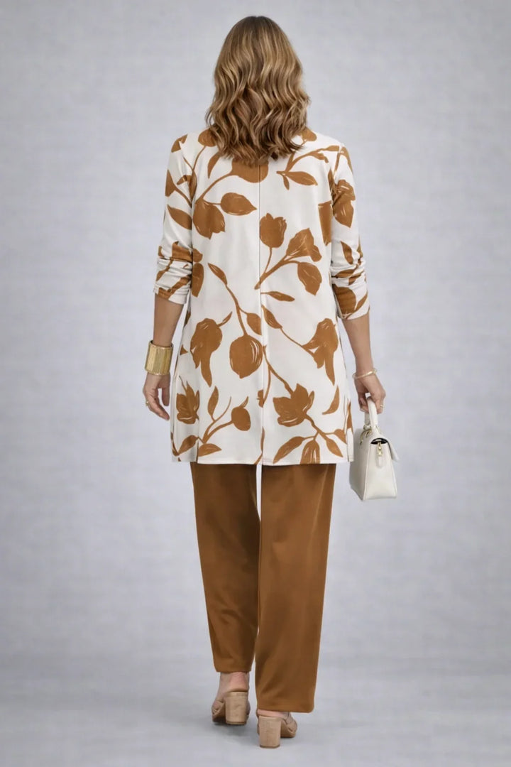Hannah | Caramel Leaf-Print Three-Piece Set