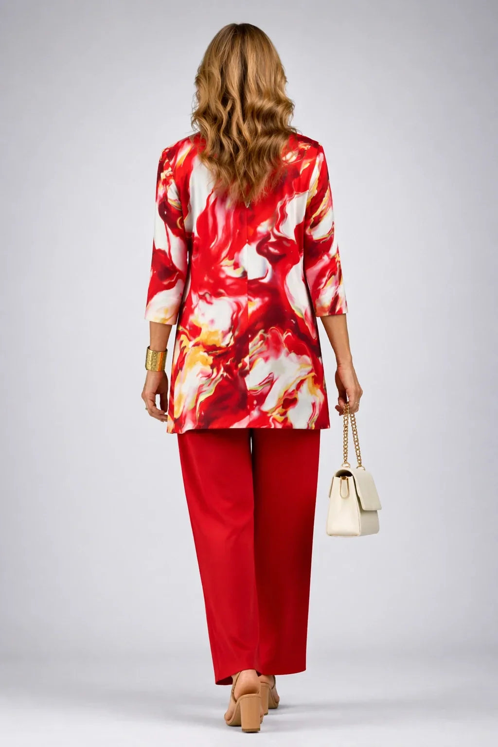 Tessa | Red Swirl-Print Three-Piece Outfit