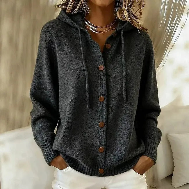 Goldie | Hooded Button-Front Knit Cardigan