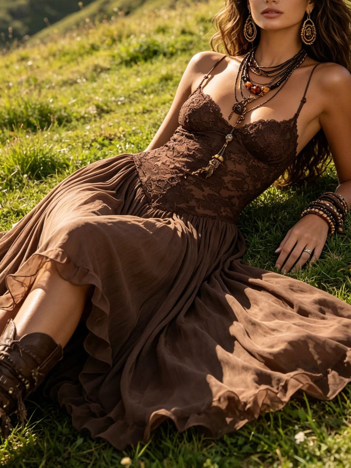 Serena | Lace-Paneled Boho Maxi
