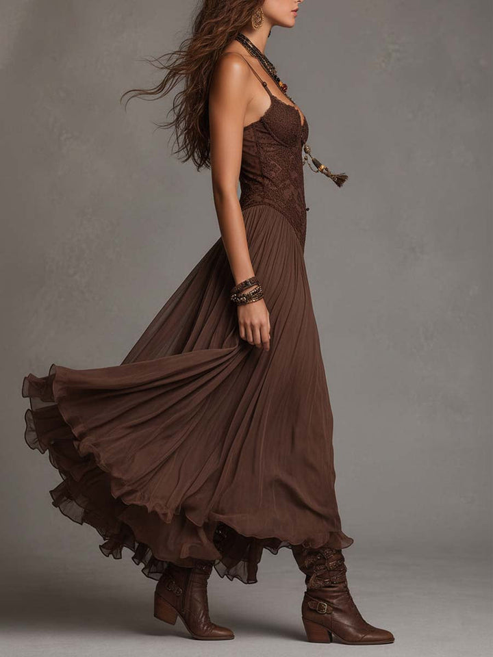 Serena | Lace-Paneled Boho Maxi