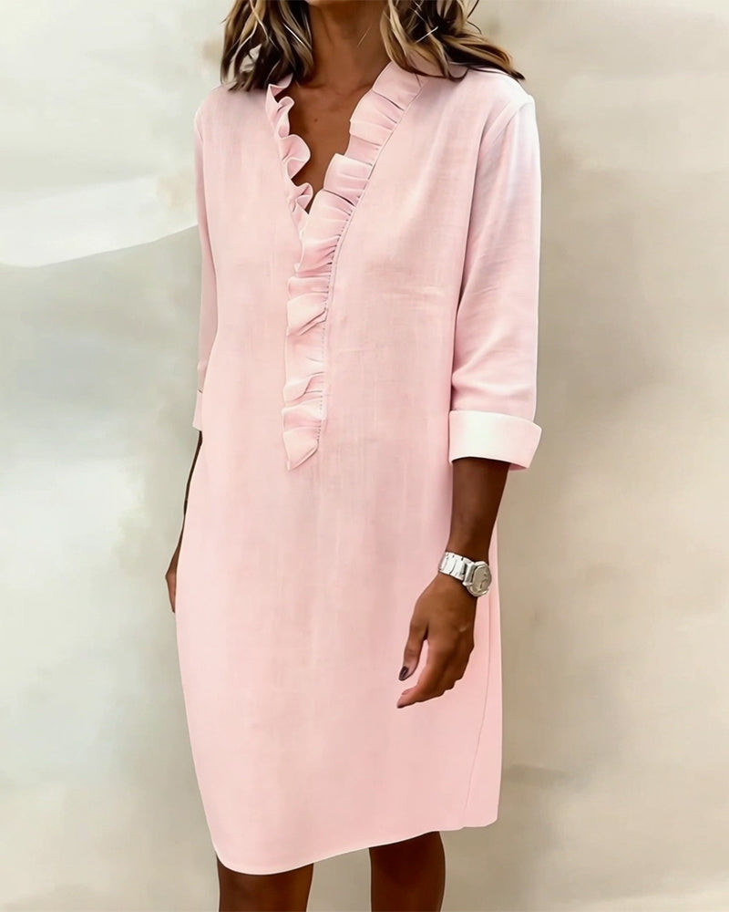 Meredith | Ruffled V-Neck Dress