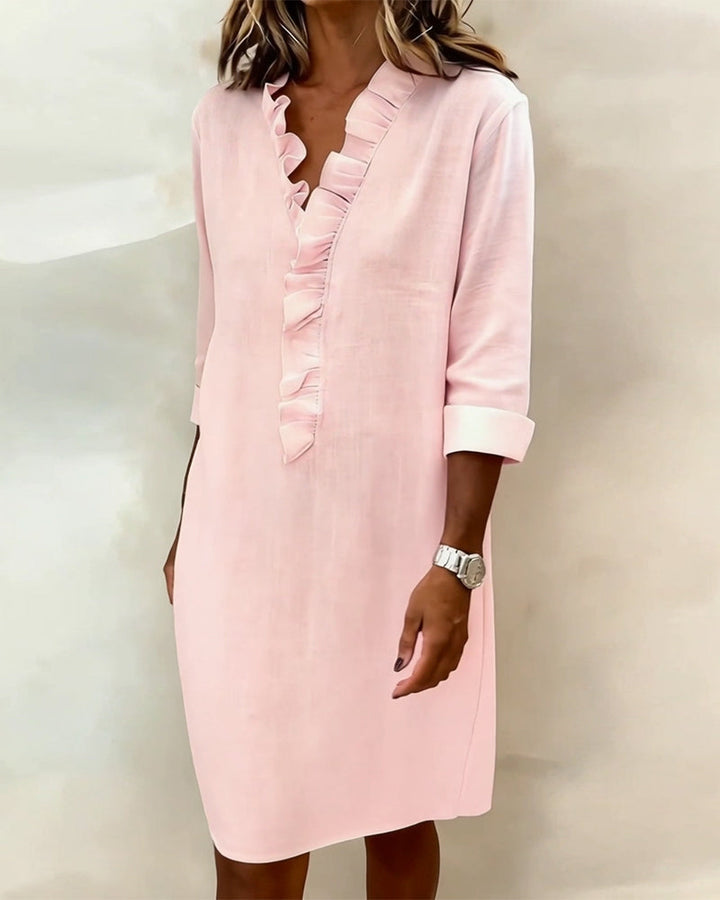Meredith | Ruffled V-Neck Dress
