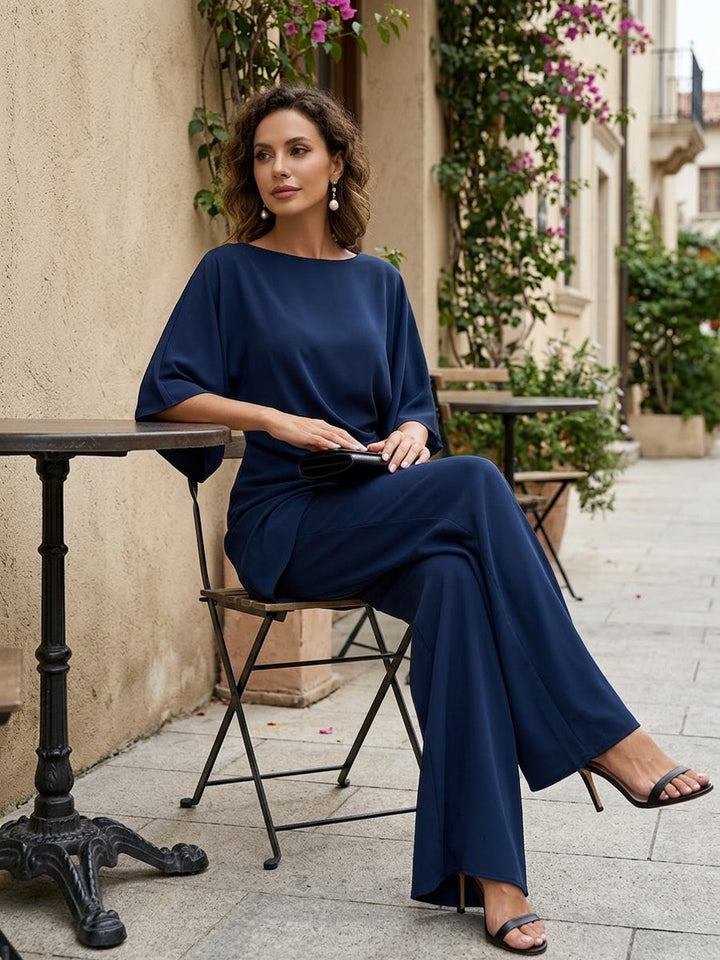 Genevieve | Cape-Sleeve Draped Two-Piece Set