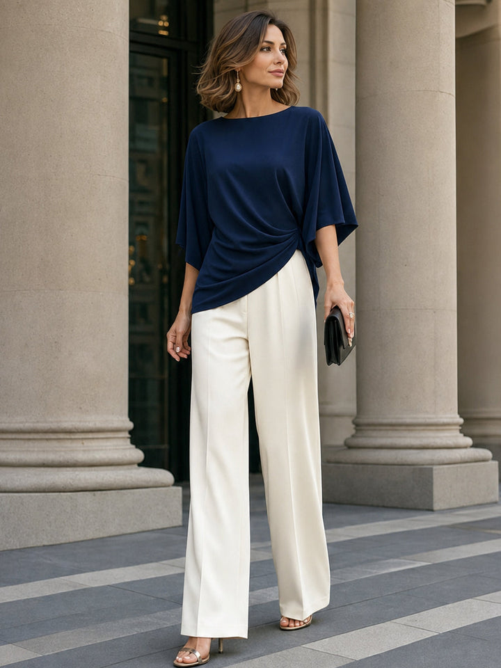 Genevieve | Cape-Sleeve Draped Two-Piece Set