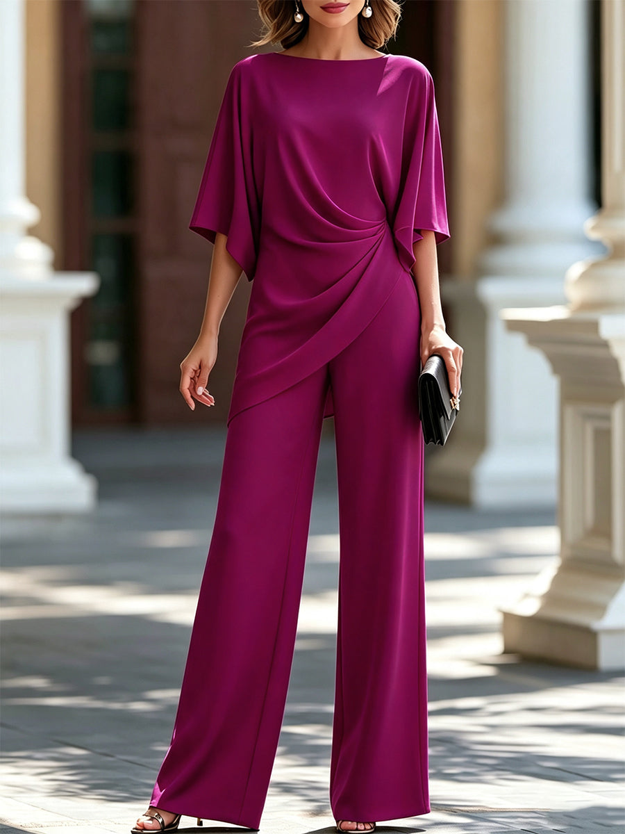 Genevieve | Cape-Sleeve Draped Two-Piece Set