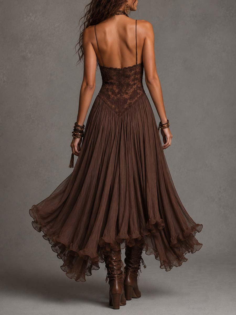 Serena | Lace-Paneled Boho Maxi