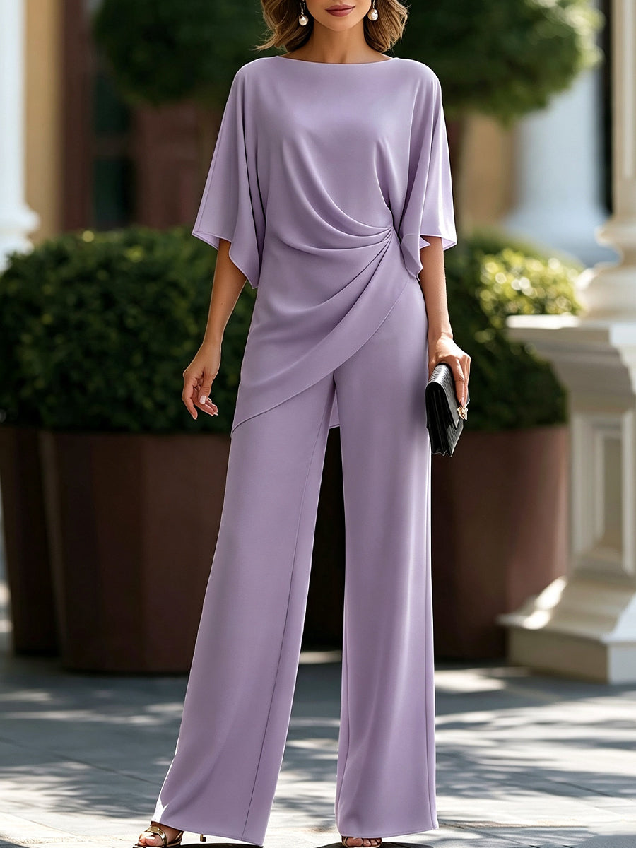 Genevieve | Cape-Sleeve Draped Two-Piece Set