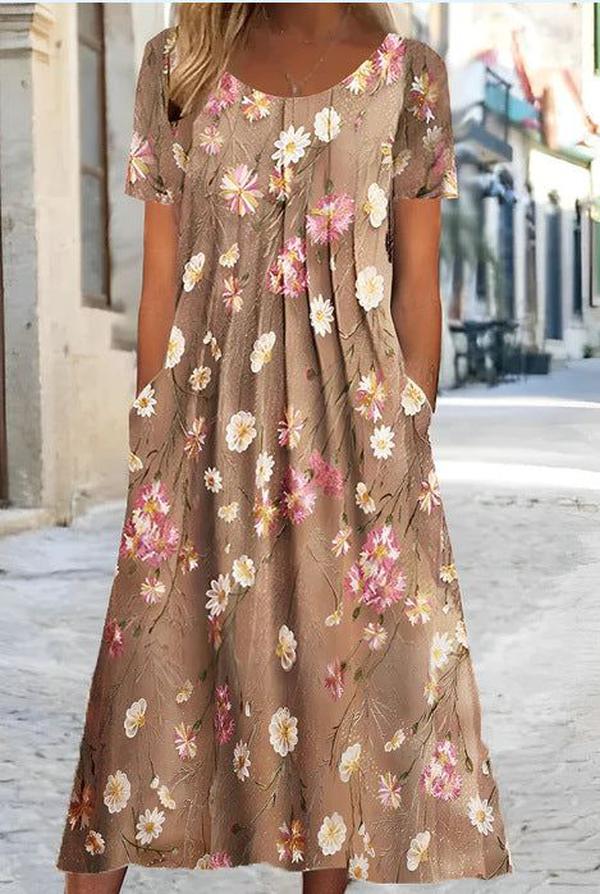 Molly – Floral Midi Dress with Pockets