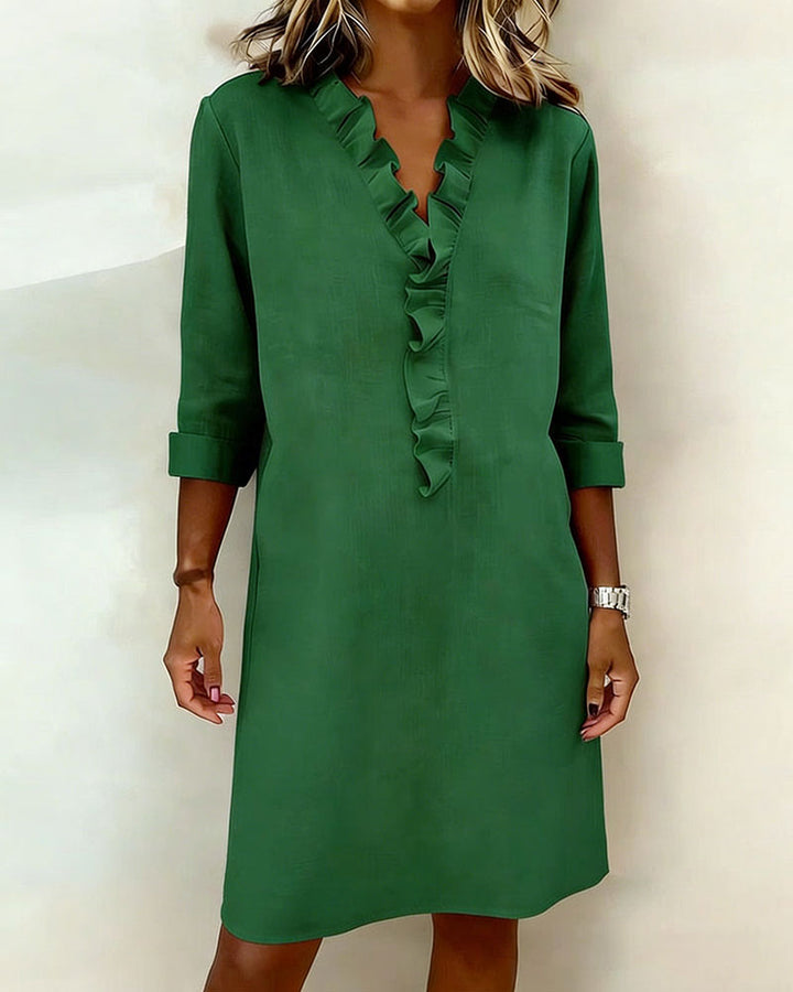 Meredith | Ruffled V-Neck Dress