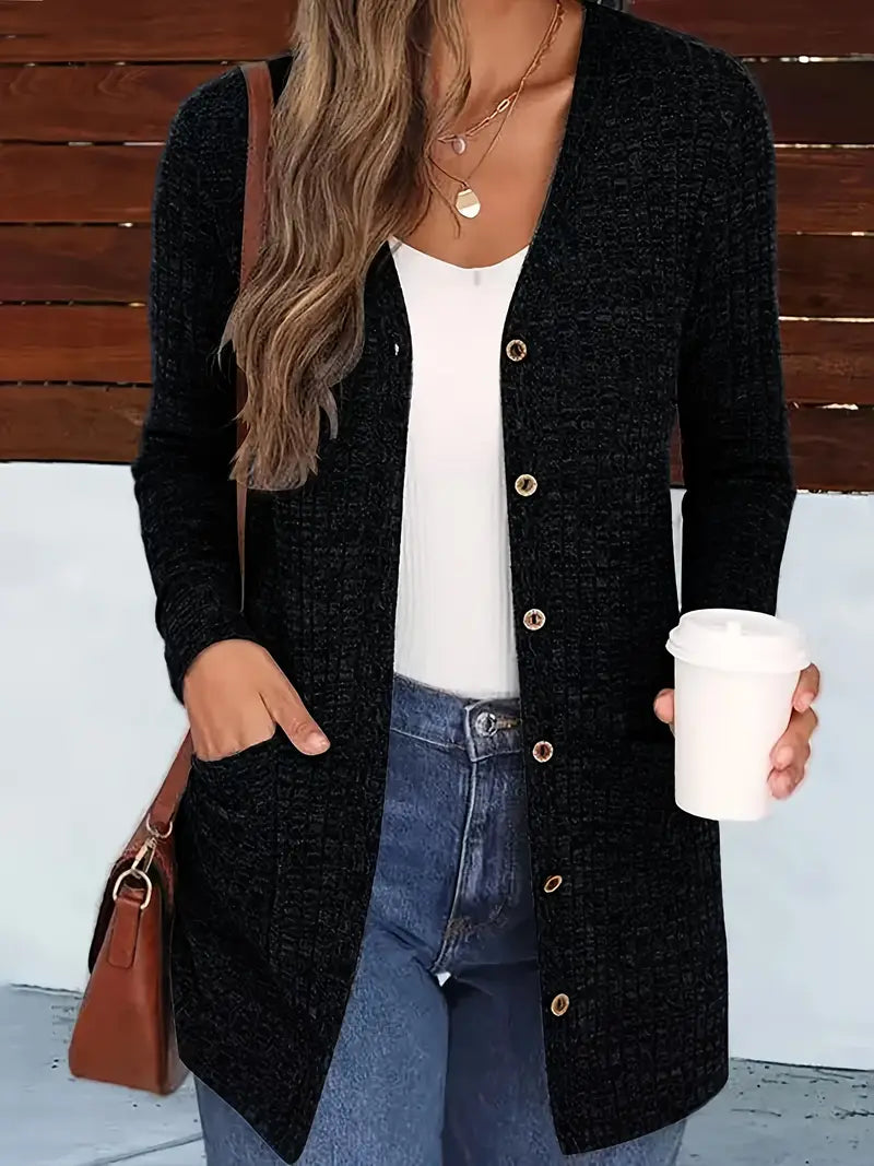 Melody – Longline Button-Front Cardigan