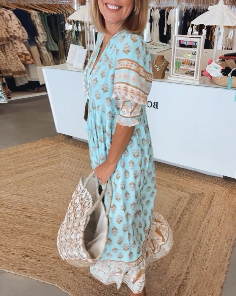 Mana – Floral V-Neck Midi Dress