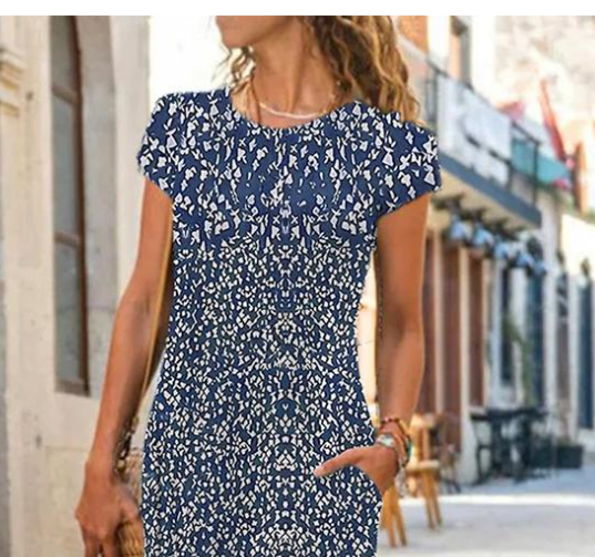 Emilia – Printed Maxi Dress with Cap Sleeves