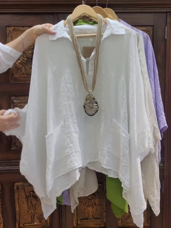 Lina – Collared Top with Stand Collar
