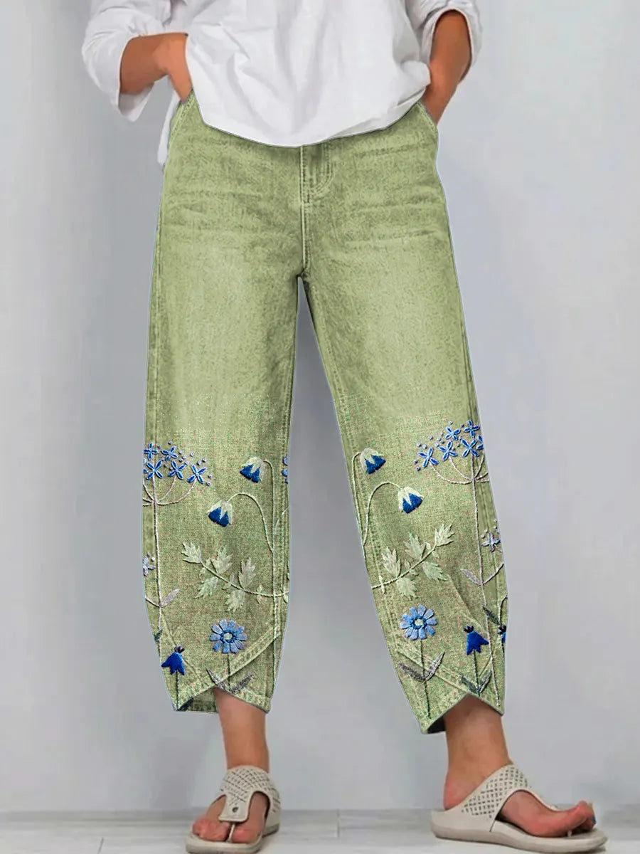 Mirabelle | Floral Embroidered Cropped Trouser