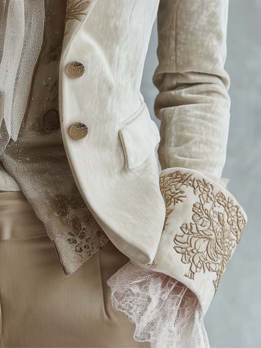 Cora | Tailored Embroidered Ivory Blazer
