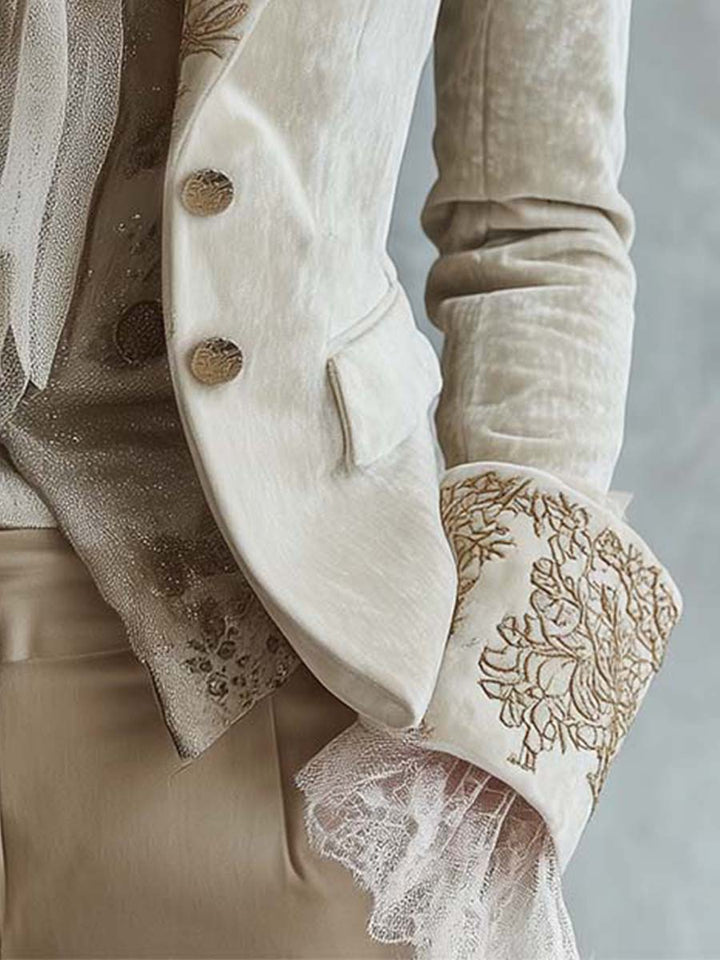 Cora | Tailored Embroidered Ivory Blazer