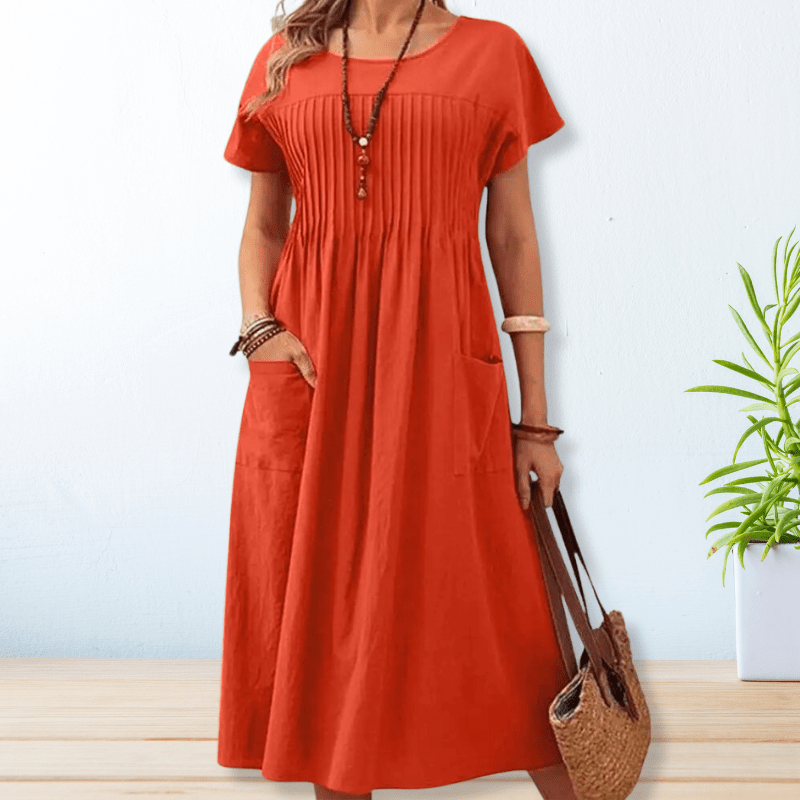 Charmaine – Midi Pocket Dress with Pintuck Detail