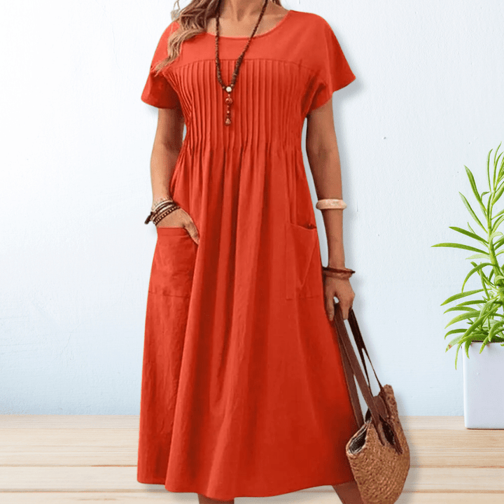 Charmaine – Midi Pocket Dress with Pintuck Detail