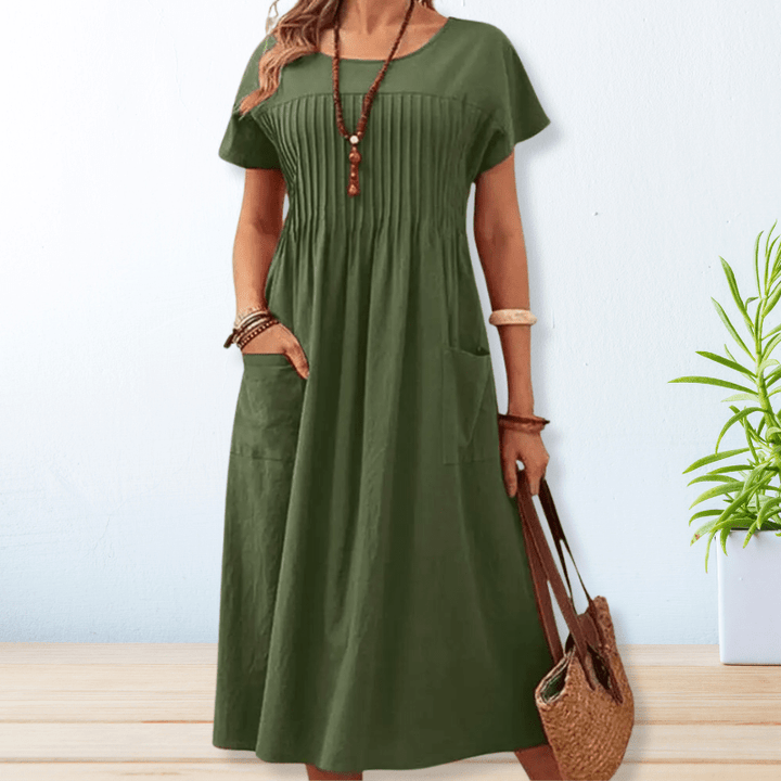 Charmaine – Midi Pocket Dress with Pintuck Detail