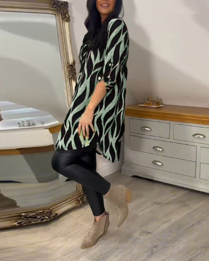 Chelsie – Printed V-Neck Blouse