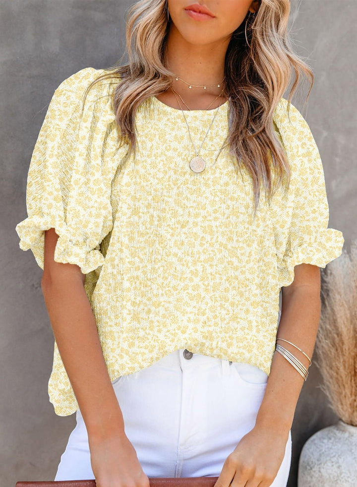 Irene – Floral Puff Sleeve Babydoll Blouse