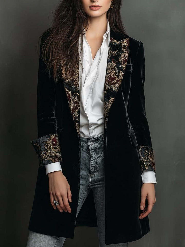 Veronica | Black Baroque Blazer with Lapels