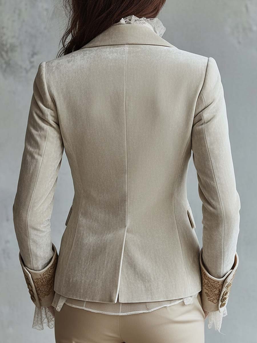 Cora | Tailored Embroidered Ivory Blazer