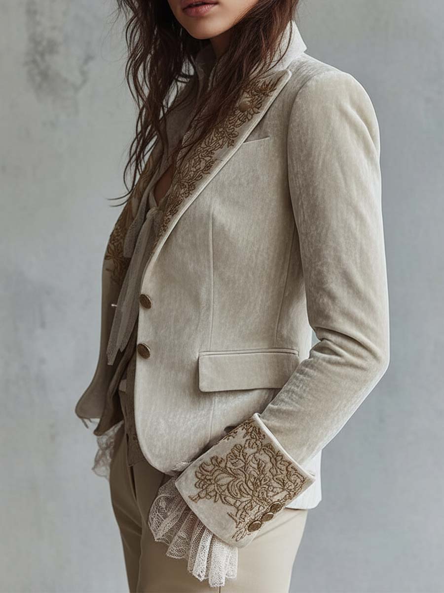 Cora | Tailored Embroidered Ivory Blazer
