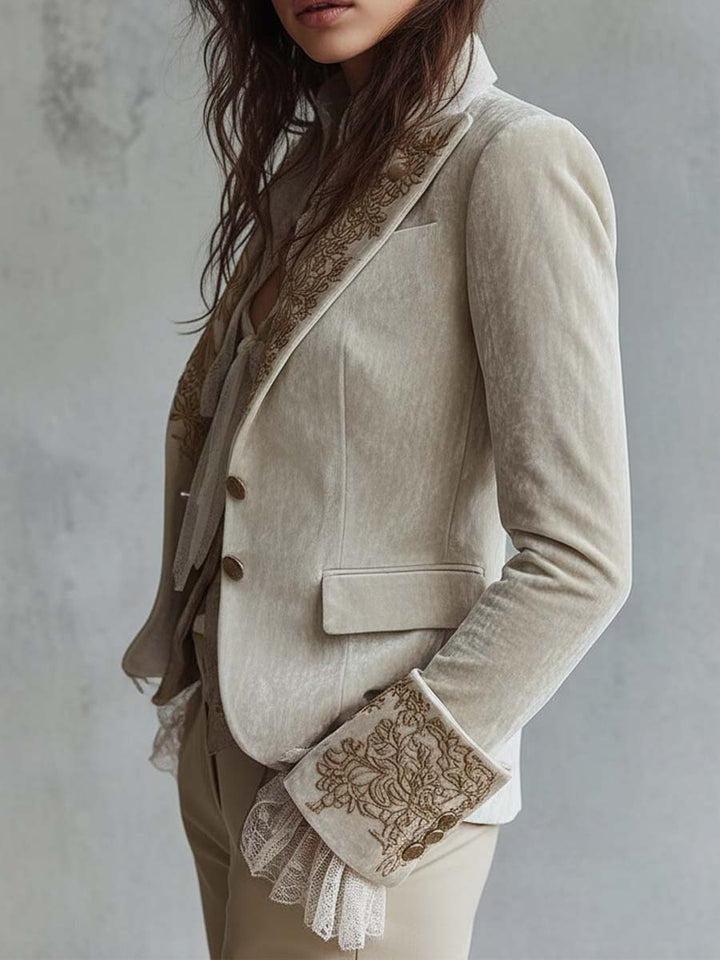 Cora | Tailored Embroidered Ivory Blazer