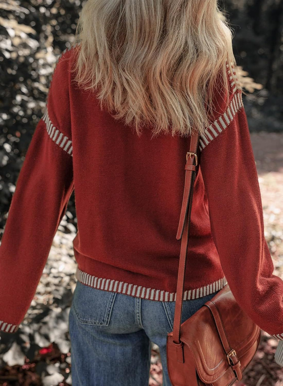 Maria – Contrast Trim Crewneck Sweater