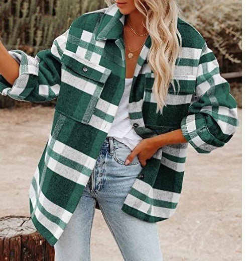 Magilsa – Plaid Button-Down Drop-Shoulder Shirt