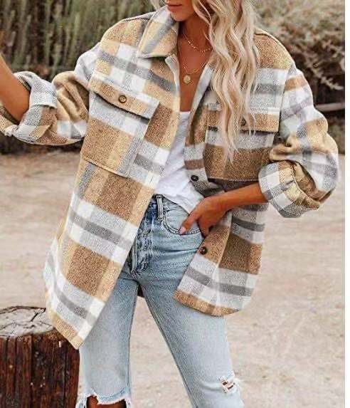 Magilsa – Plaid Button-Down Drop-Shoulder Shirt