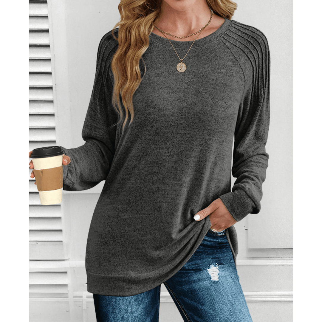Anika – Ribbed Shoulder Long-Sleeve Tunic