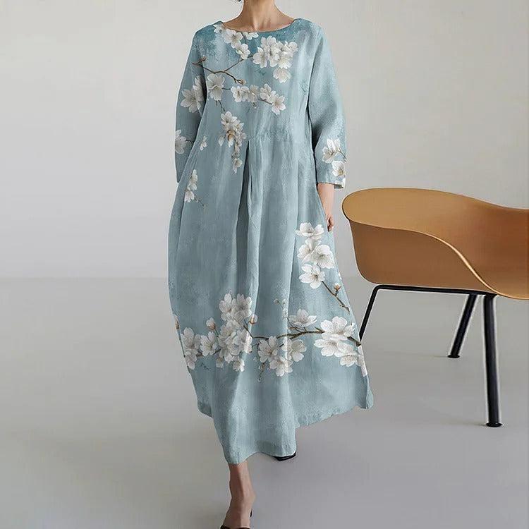 Cherie – Floral Maxi Dress with 3/4 Sleeves