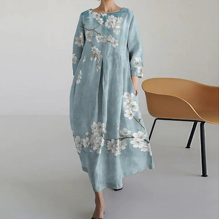 Cherie – Floral Maxi Dress with 3/4 Sleeves