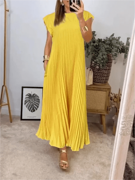 Sandra – Pleated Maxi Dress with Pockets