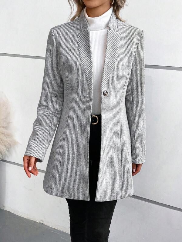 Olive – Blazer Coat Single-Breasted Lapel