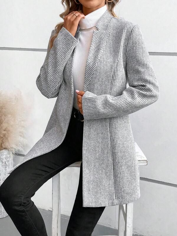 Olive – Blazer Coat Single-Breasted Lapel