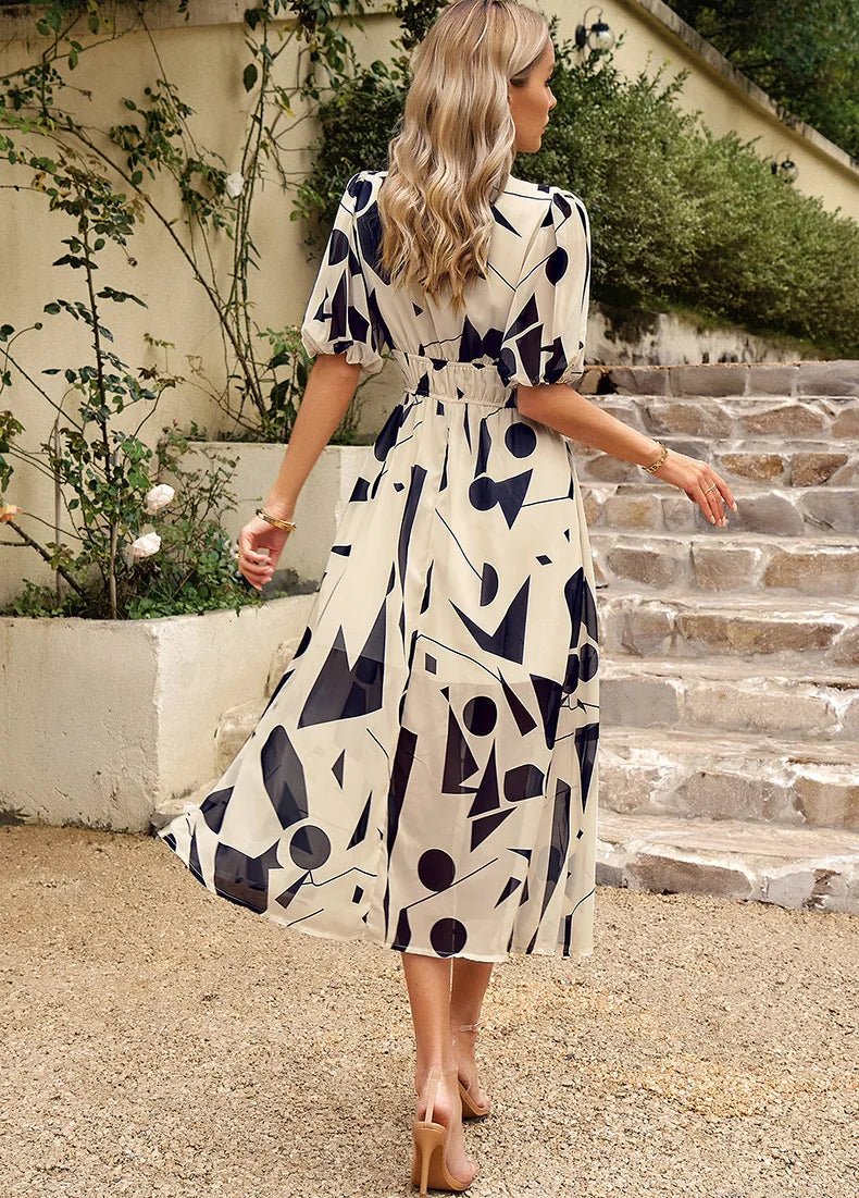 Allison – Floral Midi Dress with V-Neck