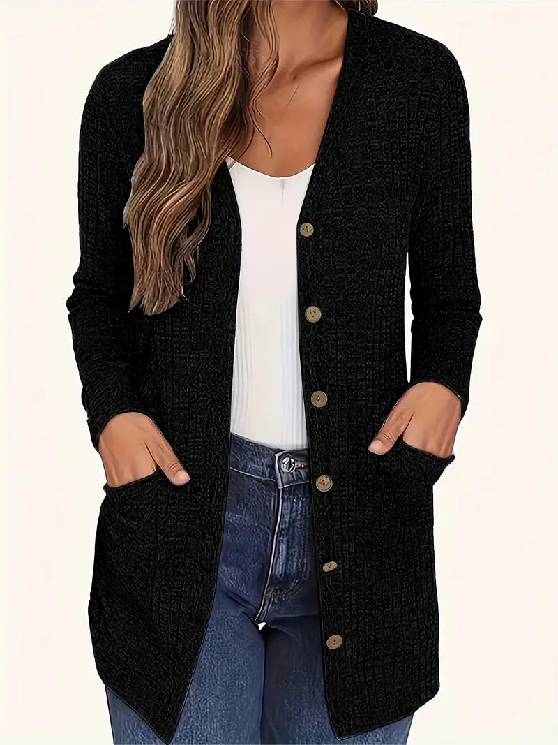 Melody – Longline Button-Front Cardigan