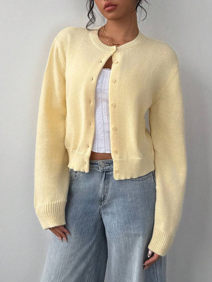 Dora | Round Neck Cropped Cardigan