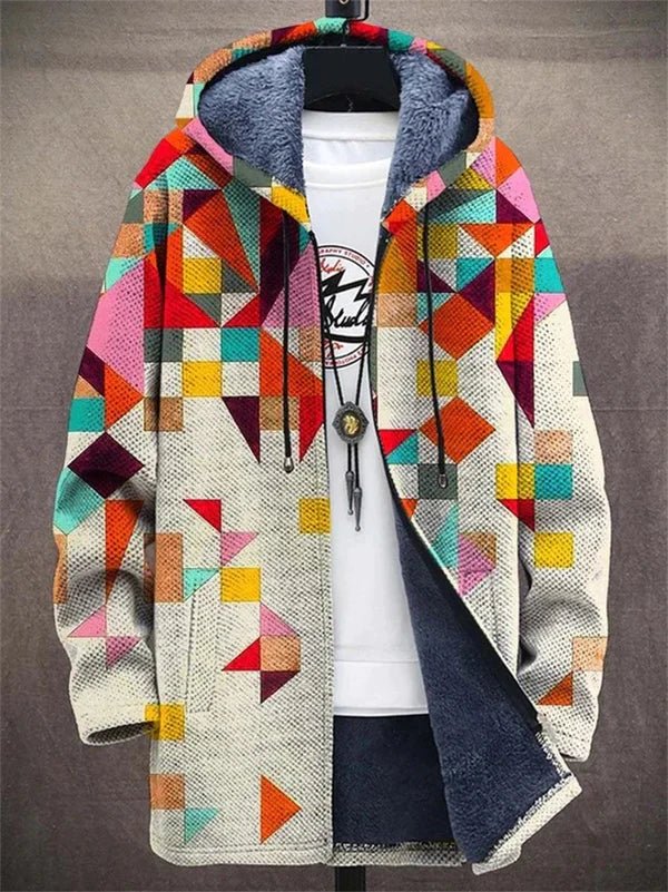 Janine – Art Print Cardigan with Bold Patterns