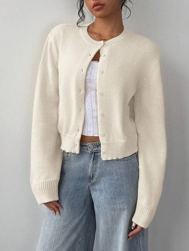 Dora | Round Neck Cropped Cardigan