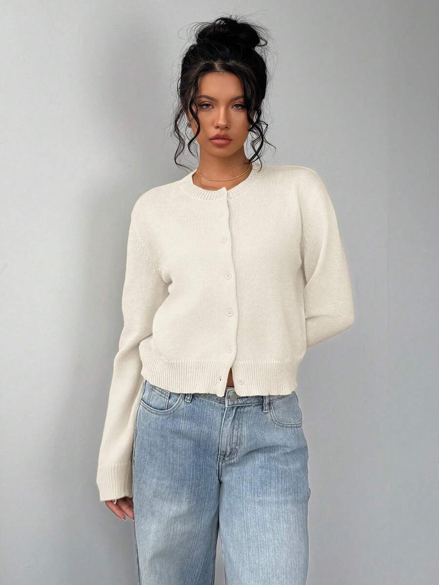 Dora | Round Neck Cropped Cardigan