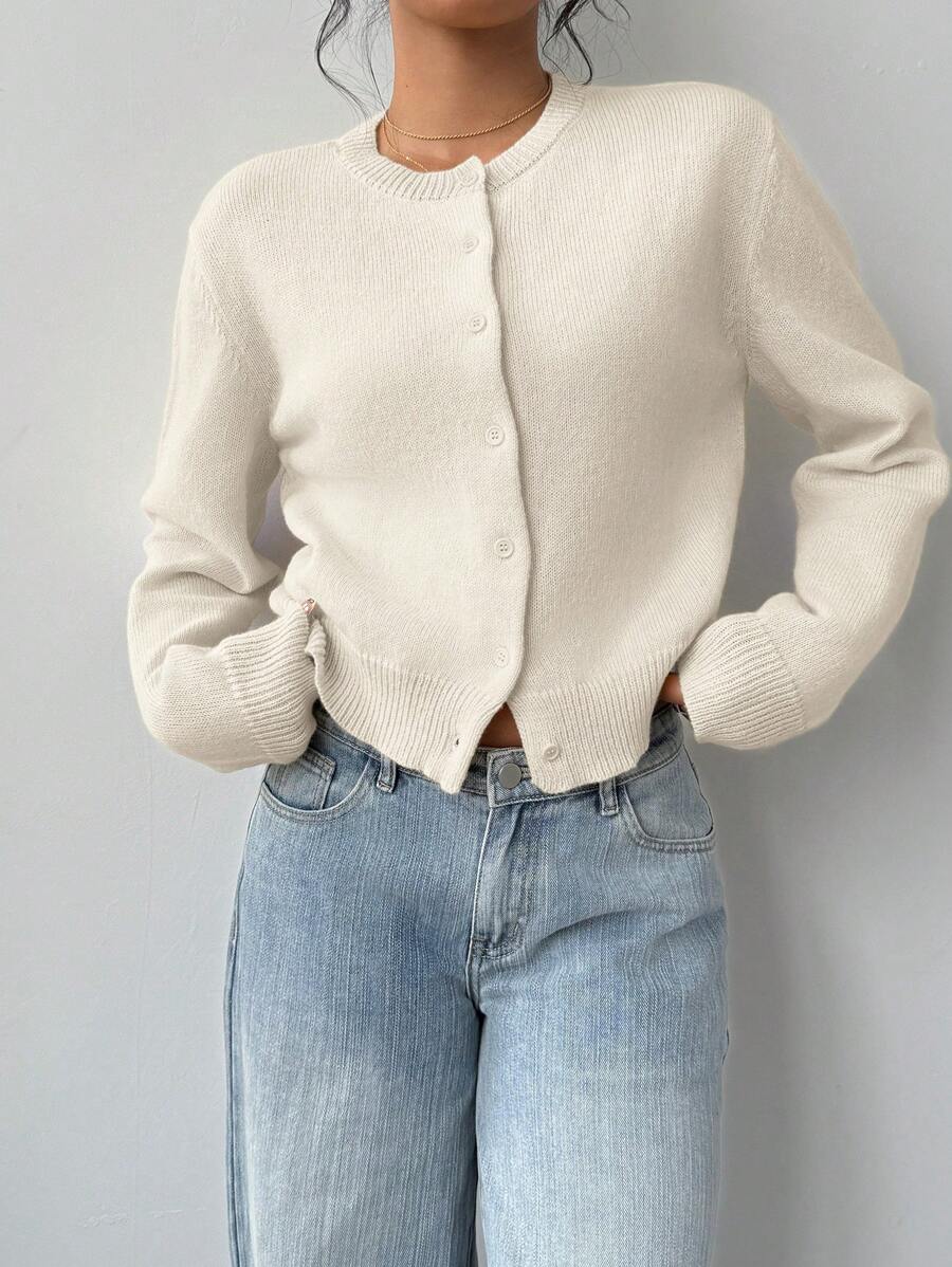 Dora | Round Neck Cropped Cardigan